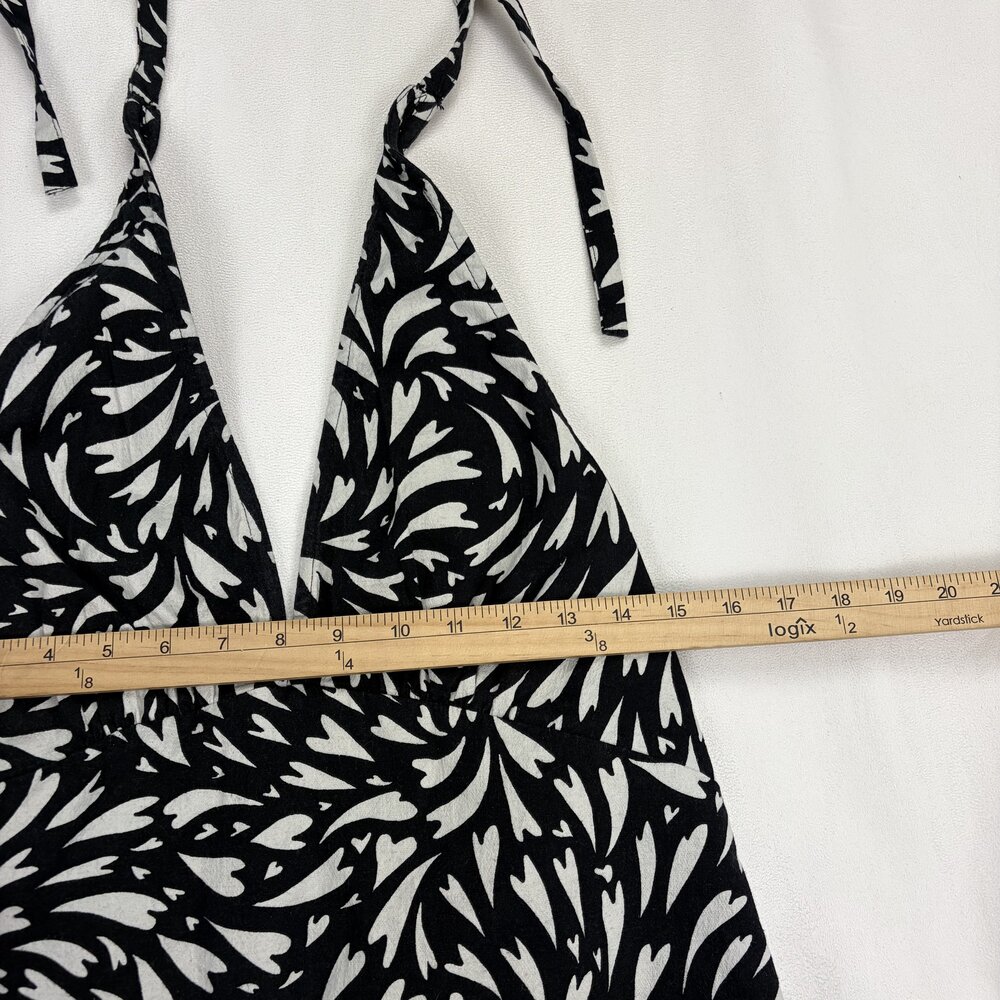 Free‎ People Halter Backless Ruffle Hem Mini Dress Black/White L - Picture 10 of 11